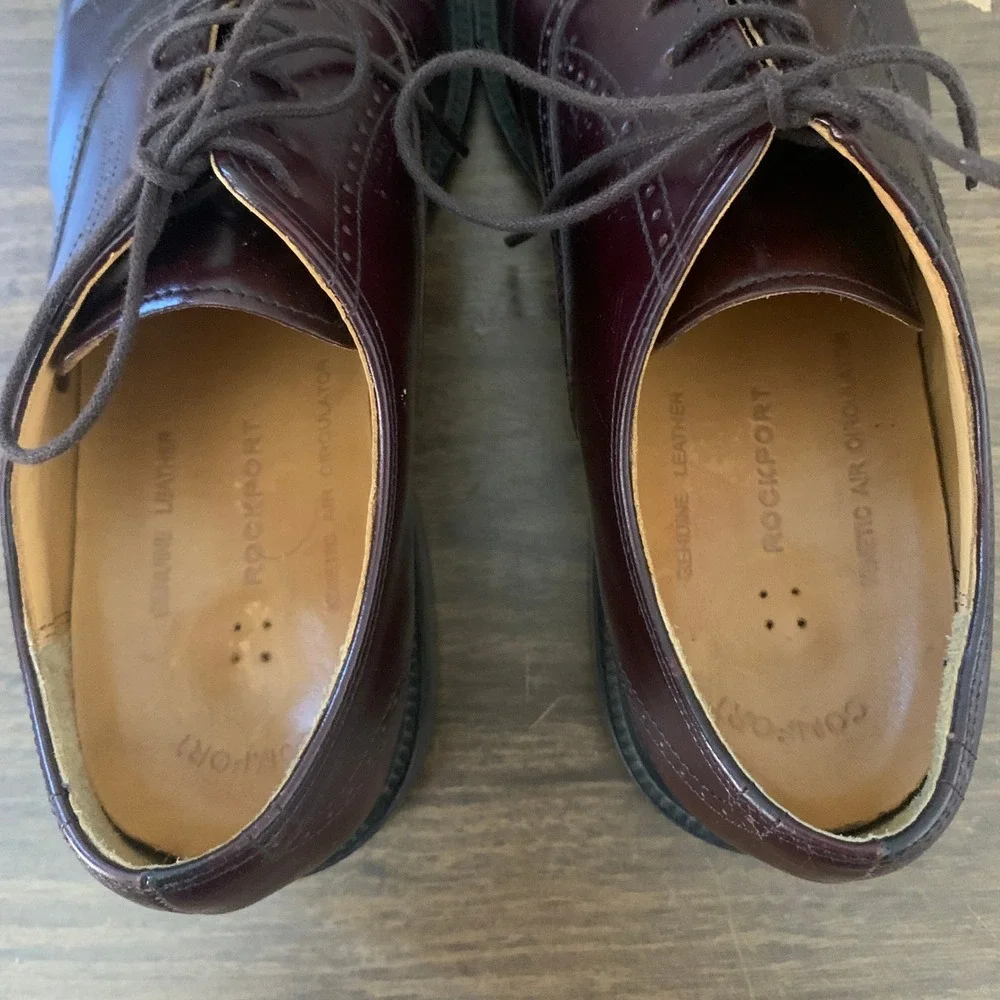 Rockport APM1141E Mens 8.5M Burgundy Leather Cap Toe Oxford Dress Shoes